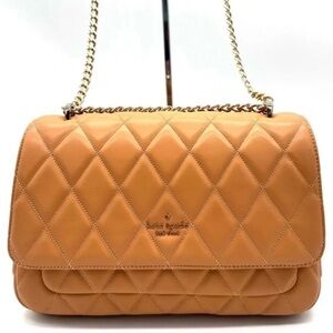 Kate Spade Carey Medium Quilted Leather Flap Shoulder Bag Tiramisu